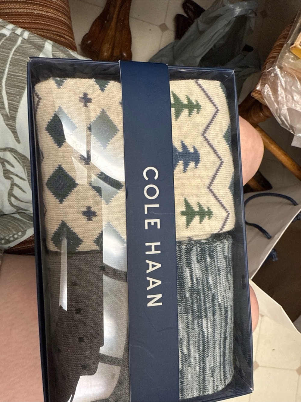 Cole Haan Navy Gift Box with Gold Logo